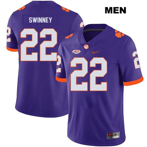 Men's Clemson Tigers #22 Will Swinney Stitched Purple Legend Authentic Nike NCAA College Football Jersey SWC8146OK